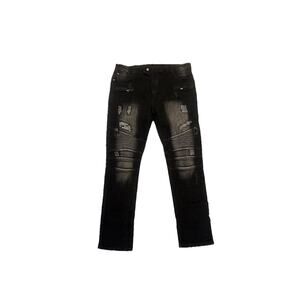 Liuhond Jeans Men's Size 40 Black Denim Ripped Distressed Destroyed Straight